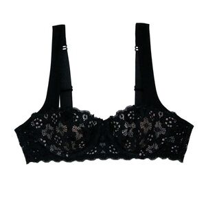 NWOT Fleur du Mal Black Crochet Lace Balconette (Size 36D)